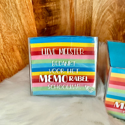 Memoblok 'Bedankt voor het MEMOrabel schooljaar'
