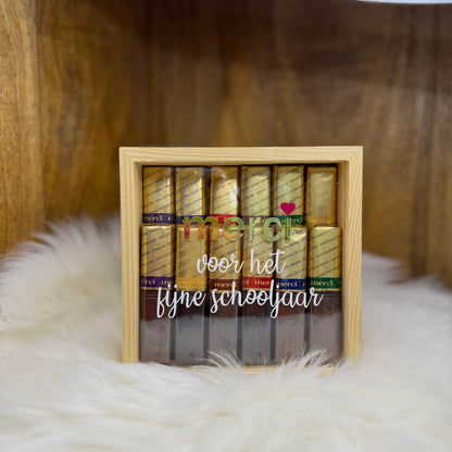 Houten box ‘Merci voor het fijne schooljaar’