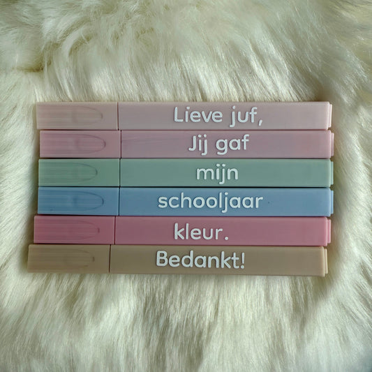 Markeerstiften ‘Meester/Juf, jij gaf mijn schooljaar kleur.’