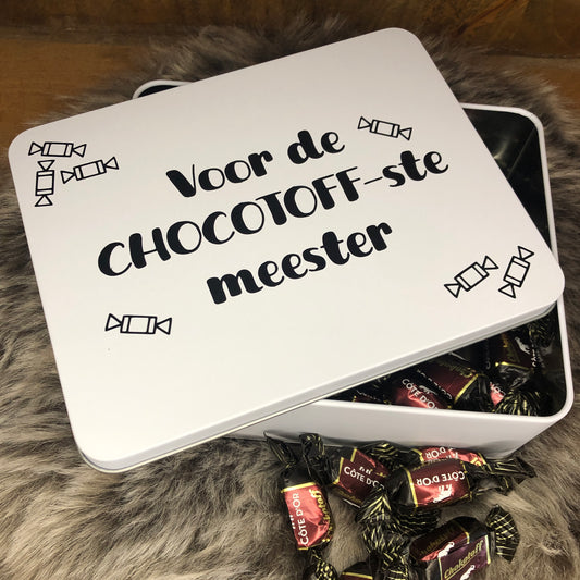 Blikken doos ‘Chocotoffste meester/juf’