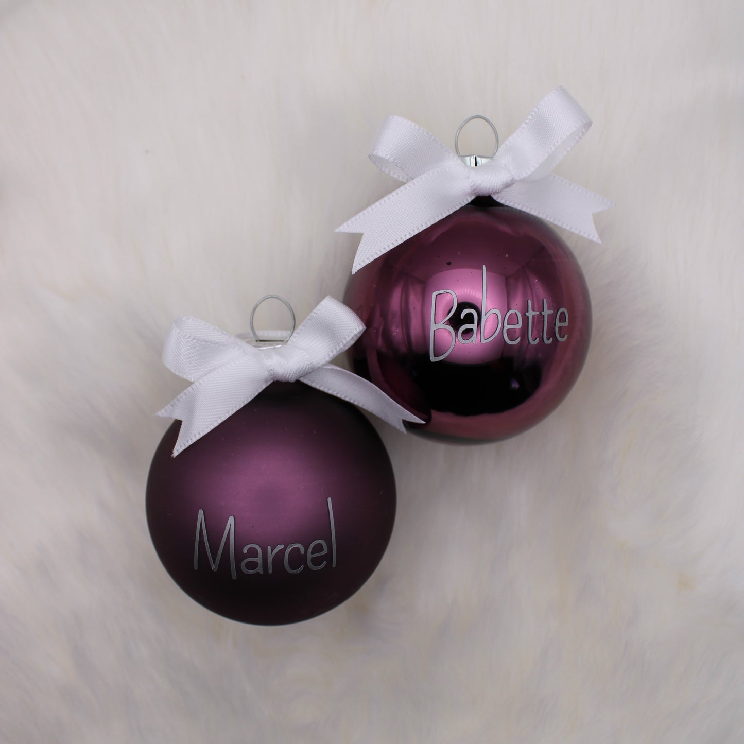 Gepersonaliseerde kerstballen Ø 6cm duo glanzend + mat