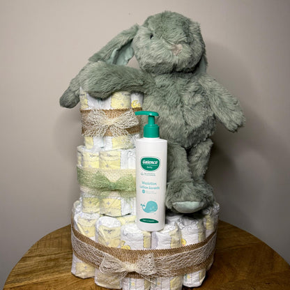 Pampertaart met knuffel en waslotion Galenco
